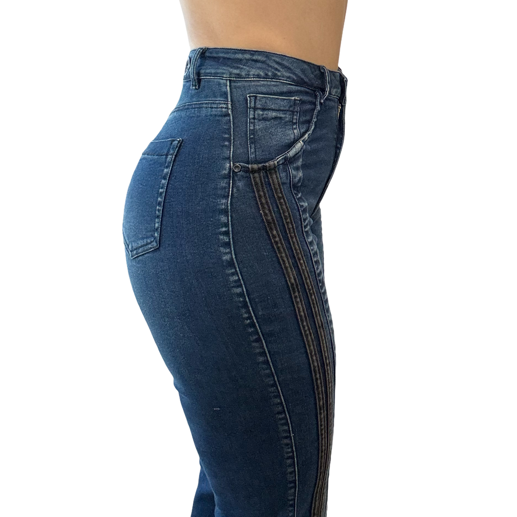 Valentina Side Stripe Flare Jean