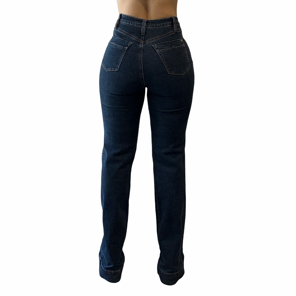 Camille High-Rise Double Button Flare Jean.