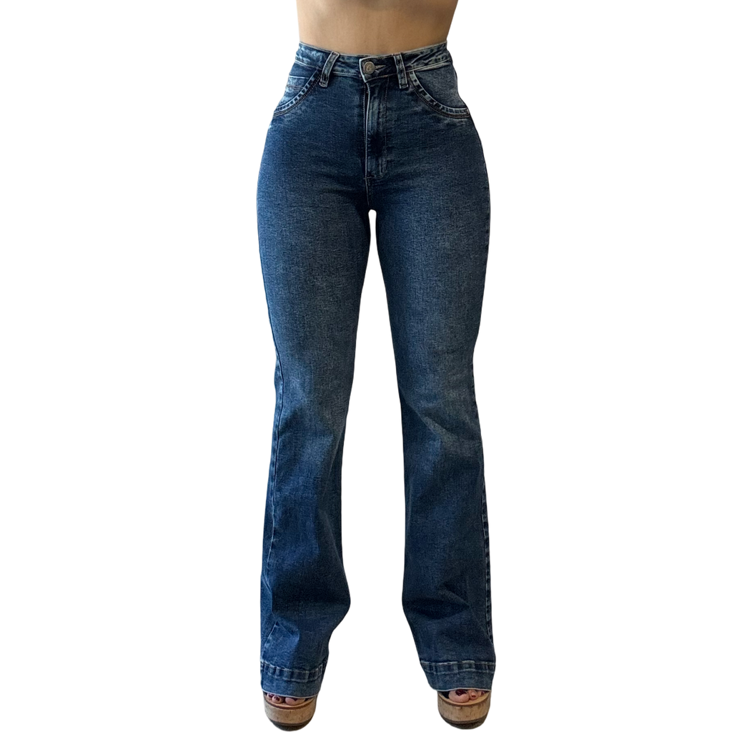 Brielle High-Rise Double Button Flare Jean