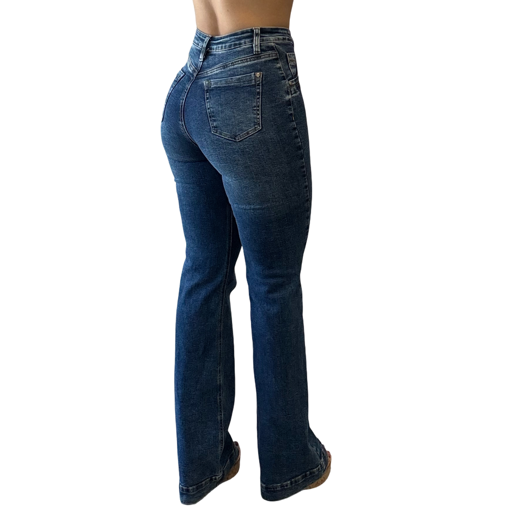 Brielle High-Rise Double Button Flare Jean