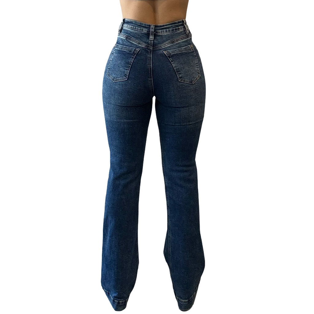 Brielle High-Rise Double Button Flare Jean